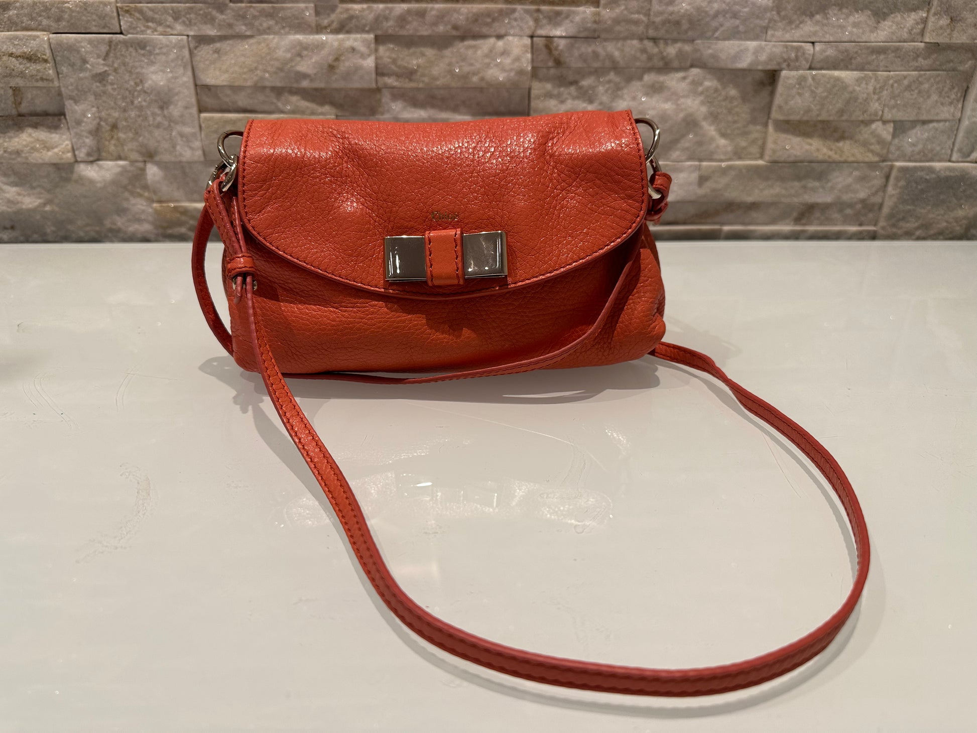 Chloé Orange Leather Lily  Bag