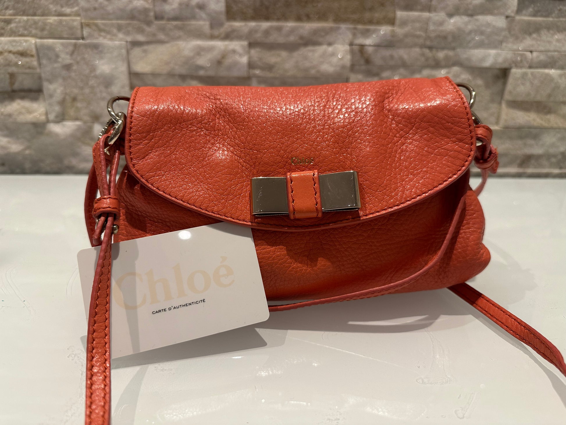 Chloé Orange Leather Lily  Bag